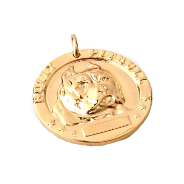 Etiquetas de perros personalizadas Bulldog Nombre de bronce Rapado de la marca 24k Gold Pet Medalla de identidad de perros